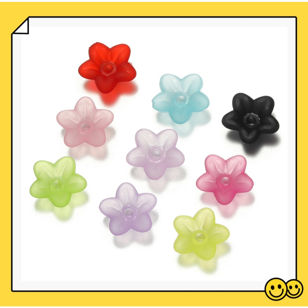 St.kunkka 9 มม. 50/100pcsลูกปัดอะคริลิค ไล่สี ลายดอกลิลลี่ ออฟ เดอะ วัลเล่ย์ สำหรับทำต่างหู