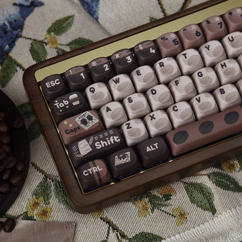 Keycap เฉพาะCoffee Bean Keycap 131 คีย์MOAโปรไฟล์PBTระเหิดสําหรับCherry MX Switchคีย์บอร์ดRK61/Anne 
