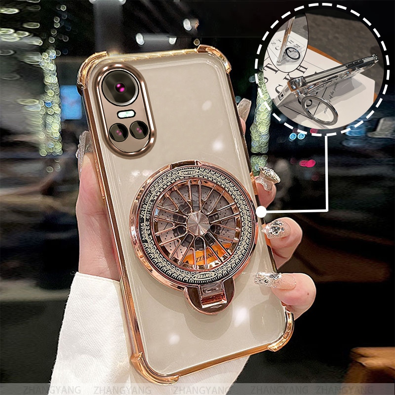 สําหรับ OPPO RENO 10 5G RENO 10 Pro 5G สี่มุม anti drop electroplated เคสโทรศัพท์ความงาม gyroscope bracket TPU ซิลิโคนนุ่มกรณี