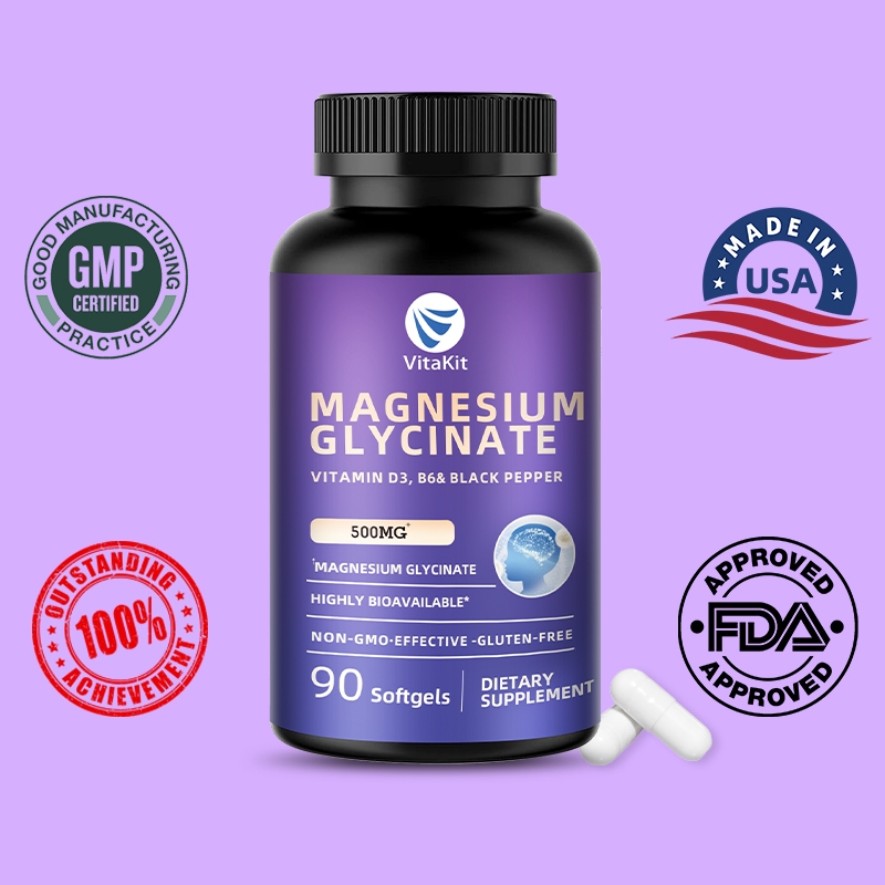 Magnesium Glycinate อาหารเสริมแมกนีเซียม 500 มก. พร้อมสังกะสี วิตามิน D3 สําหรับการทํางานของประสาท ฟื้นตัวกล้ามเนื้อ อารมณ์สุขภาพหัวใจ