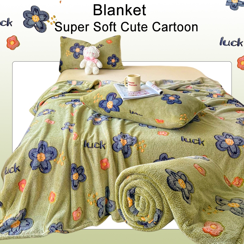 Microfibre ผ้าห่มขนแกะผ้าพันคอผ้าห่มกํามะหยี่ลายดอกไม้ Single Queen King