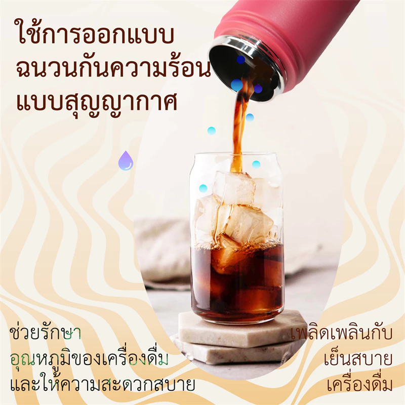 CIVAGO（32oz）กระติกน้ำสแตนเลสเก็บความเย็นและความร้อน ขนาดใหญ่ เหมาะสำหรับเล่นกีฬาและกิจกรรมกลางแจ้ง thumbnail 3