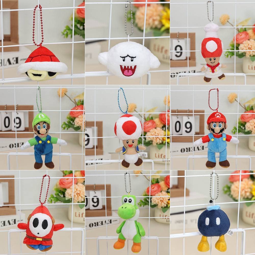 9 สไตล์เกม Super Bros ของเล่นตุ๊กตาพวงกุญแจ Yoshi สีแดง Koopa Troopa Boo Chef คางคก Luigi Shy Guy Bob-omb ตุ๊กตาตุ๊กตานุ่มยัดไส้คริสต์มาสของขวัญ