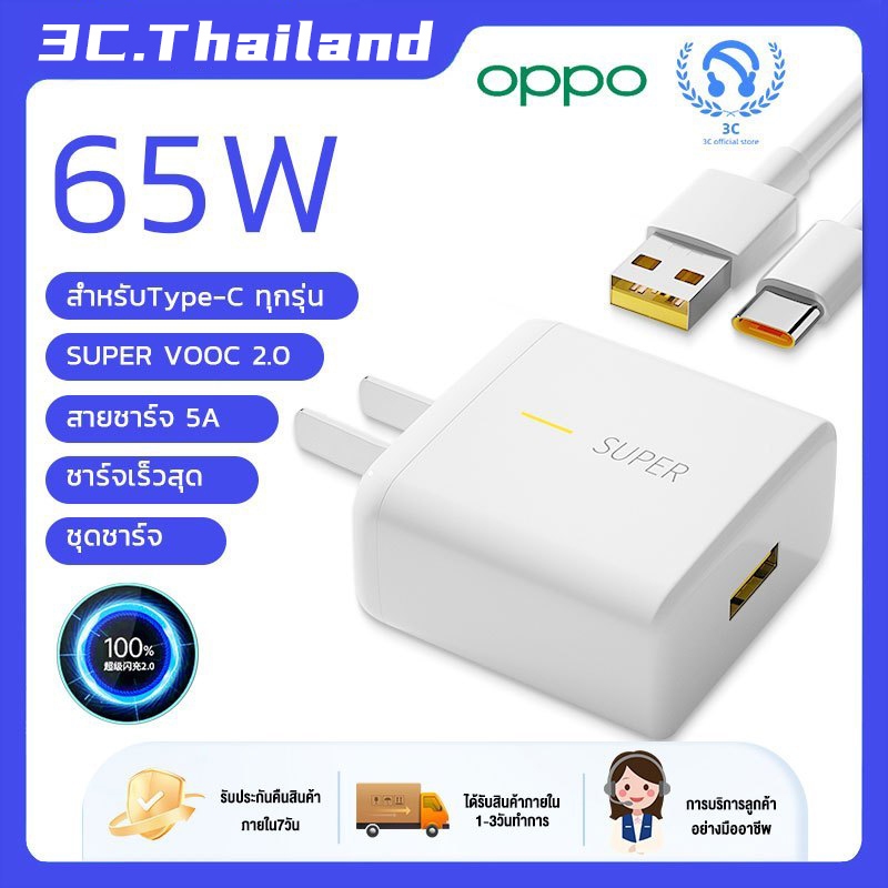 คุณได้รับ ของขวัญ 1 ชิ้น，สายซิลิโคนสำหรับมัดรวมสายชาร์จ，OPPO ชุดชาร์จ 65W สายชาร์จType-c หัวชาร์จOPPO SUPER VOOC 65W Flash Charger รองรับชาร์จเร็ว และแอนดรอยรุ่นอื่นๆ