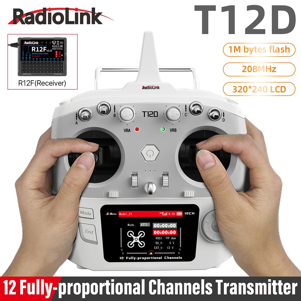 Radiolink T12D 12CH RC เครื่องส่งสัญญาณ 2.4GHz 2.8 นิ้ว 4000M ระยะทาง R12F ตัวรับสัญญาณสําหรับ FPV D
