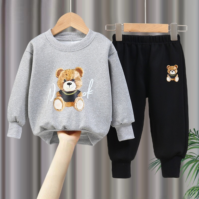 0-8ปีเด็กแฟชั่นสูทฤดูใบไม้ผลิและฤดูใบไม้ร่วงกีฬาสบายชุดสองชิ้น