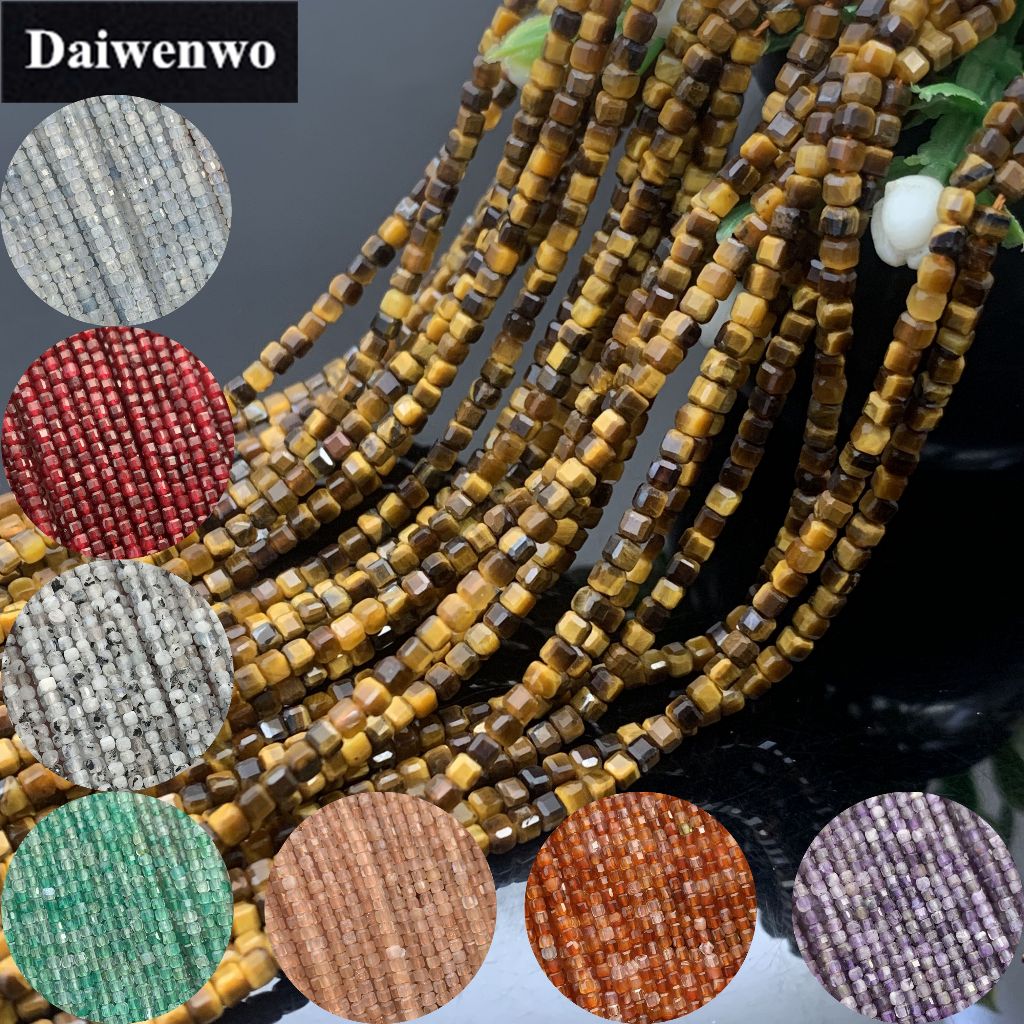 2.5 มม.ลูกปัดสี่เหลี่ยมเล็ก Tiger Eye Apatite Sodalite ลูกปัดเงา Diy สําหรับเครื่องประดับ