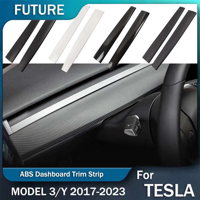 สําหรับ Tesla model 3 model Y คอนโซลกลาง แถบตกแต่ง 2017-2022 อุปกรณ์ตกแต่งภายใน กระดานเครื่องมือ ฝาครอบป้องกัน ABS รูปแบบคาร์บอนไฟเบอร์