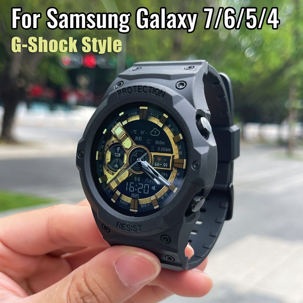 SAMSUNG ทนทานtpuซิลิโคนสําหรับsamsung Galaxyนาฬิกา7 44มม.40มม.สายนาฬิกากีฬาซิลิโคนIntegralสาย+ป้องกันกรณีกันชนสําหรับSamsung Galaxy 6 5 4 FE 40มม.44มม.อุปกรณ์เสริม