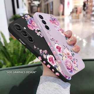 SAMSUNG ซาตินโบรเคดเคสโทรศัพท์สําหรับSamsung Galaxy A17 A07 A56 A36 A26 A16 A06 A15 A25 A35 A55 A05 A05S 4G 5Gซิลิโคนเหลวด้านข้างรูปแบบฝาครอบ