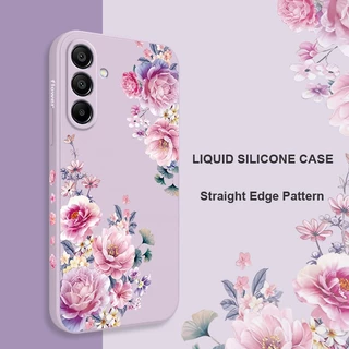 SAMSUNG ซาตินโบรเคดเคสโทรศัพท์สําหรับSamsung Galaxy A17 A07 A56 A36 A26 A16 A06 A15 A25 A35 A55 A05 A05S 4G 5Gซิลิโคนเหลวด้านข้างรูปแบบฝาครอบ