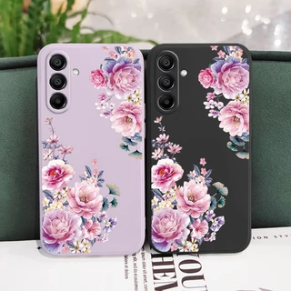 SAMSUNG ซาตินโบรเคดเคสโทรศัพท์สําหรับSamsung Galaxy A17 A07 A56 A36 A26 A16 A06 A15 A25 A35 A55 A05 A05S 4G 5Gซิลิโคนเหลวด้านข้างรูปแบบฝาครอบ