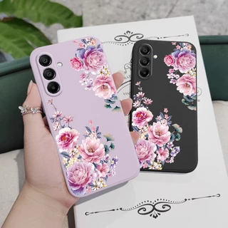 SAMSUNG ซาตินโบรเคดเคสโทรศัพท์สําหรับSamsung Galaxy A17 A07 A56 A36 A26 A16 A06 A15 A25 A35 A55 A05 A05S 4G 5Gซิลิโคนเหลวด้านข้างรูปแบบฝาครอบ