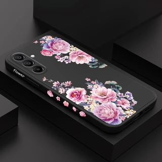 SAMSUNG ซาตินโบรเคดเคสโทรศัพท์สําหรับSamsung Galaxy A17 A07 A56 A36 A26 A16 A06 A15 A25 A35 A55 A05 A05S 4G 5Gซิลิโคนเหลวด้านข้างรูปแบบฝาครอบ