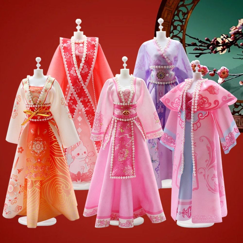 Polokid เสื้อผ้า Hanfu ของตุ๊กตา DIY ชุดงานฝีมือ DIY Hanfu เสื้อผ้าของเล่น,งานฝีมือศิลปะ DIY ทําด้วยมือสวมกระโปรงตุ๊กตาออกแบบเสื้อผ้า