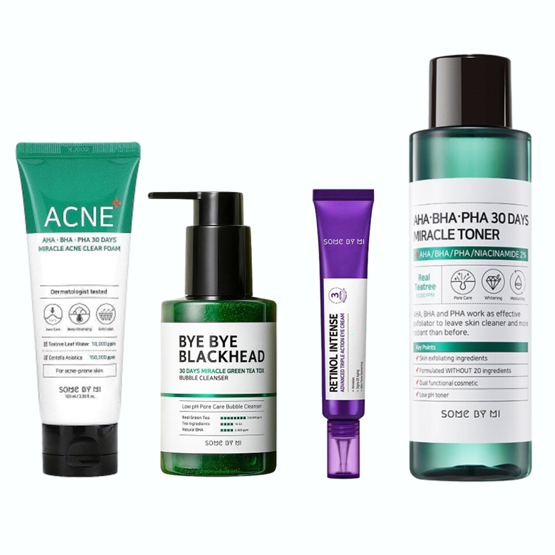 Mi AHA-BHA-PHA 30 Day Miracle Toner 100ml+Enhanced Advanced Triple Effect Eye Cream 30ml เซรั่มไลท์ 50ml