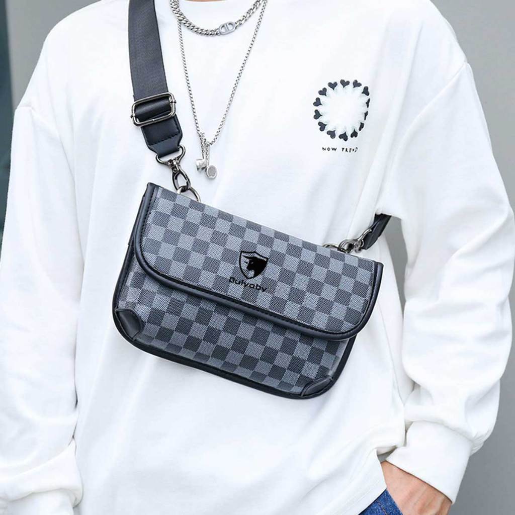 กระเป๋าสะพายข้าง Fashion bag สไตล์สปอร์ต หนังPU ของขวัญวาเลนไทน์ผู้ชาย