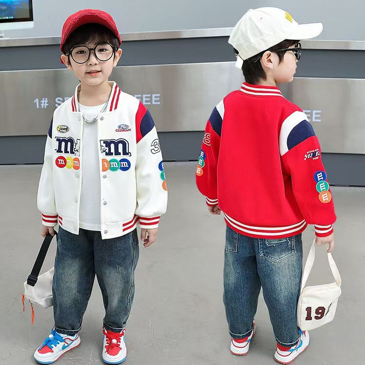 เด็กชายฤดูใบไม้ร่วงเบสบอลเครื่องแบบแฟชั่นหล่อรถจักรยานยนต์เครื่องแบบด้านบน