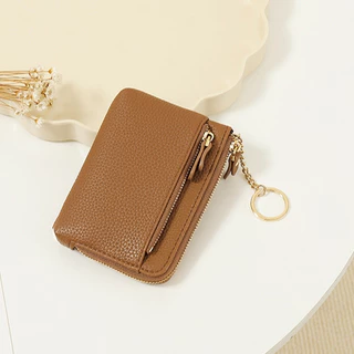 Seagloca กระเป๋าสตางค์เหรียญคีย์การ์ดหนังนุ่มเหรียญ Multi-Layer Storage Zipper กระเป๋าสตางค์สั้นสําหรับผู้หญิงไม่มี 1961