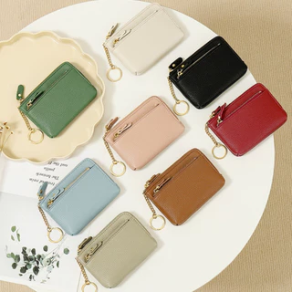 Seagloca กระเป๋าสตางค์เหรียญคีย์การ์ดหนังนุ่มเหรียญ Multi-Layer Storage Zipper กระเป๋าสตางค์สั้นสําหรับผู้หญิงไม่มี 1961