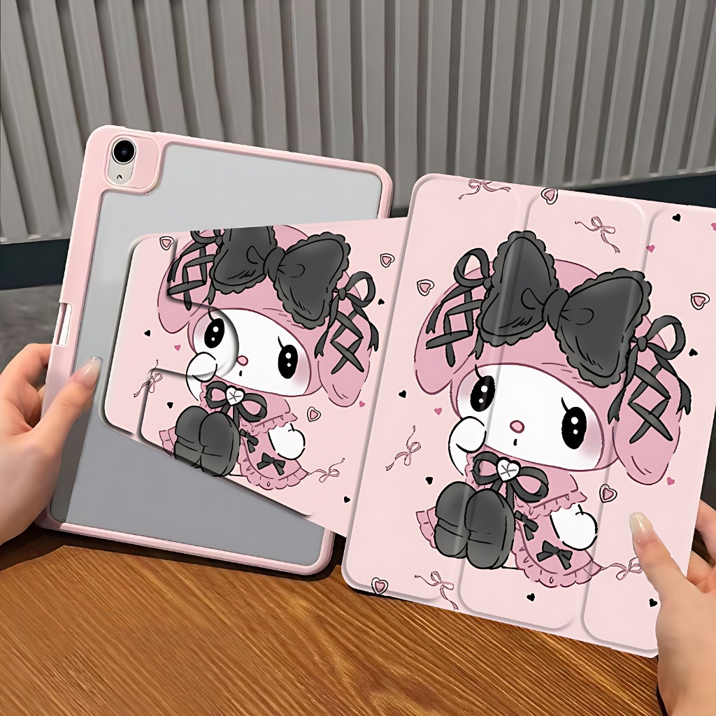 เคสไอเเพด โหมดสามพับ ฟังก์ชั่นการหมุน 360° มีที่ใส่ปากกา for Air4 air5 10.9 Air6 11 นิ้ว" Pro11 10th gen10 gen7 gen8 gen9 10.2 Air3 Pro10.5 สีชมพู เคสสำหรับ ไอแพด
