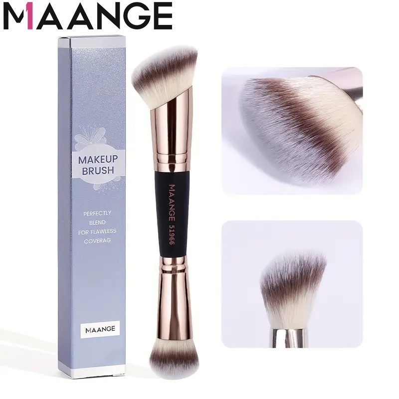 MAANGE แปรงแต่งหน้าอเนกประสงค์ 2-in-1 ในกล่อง เหมาะสำหรับรองพื้น บลัช คอนซีลเลอร์ คอนทัวร์