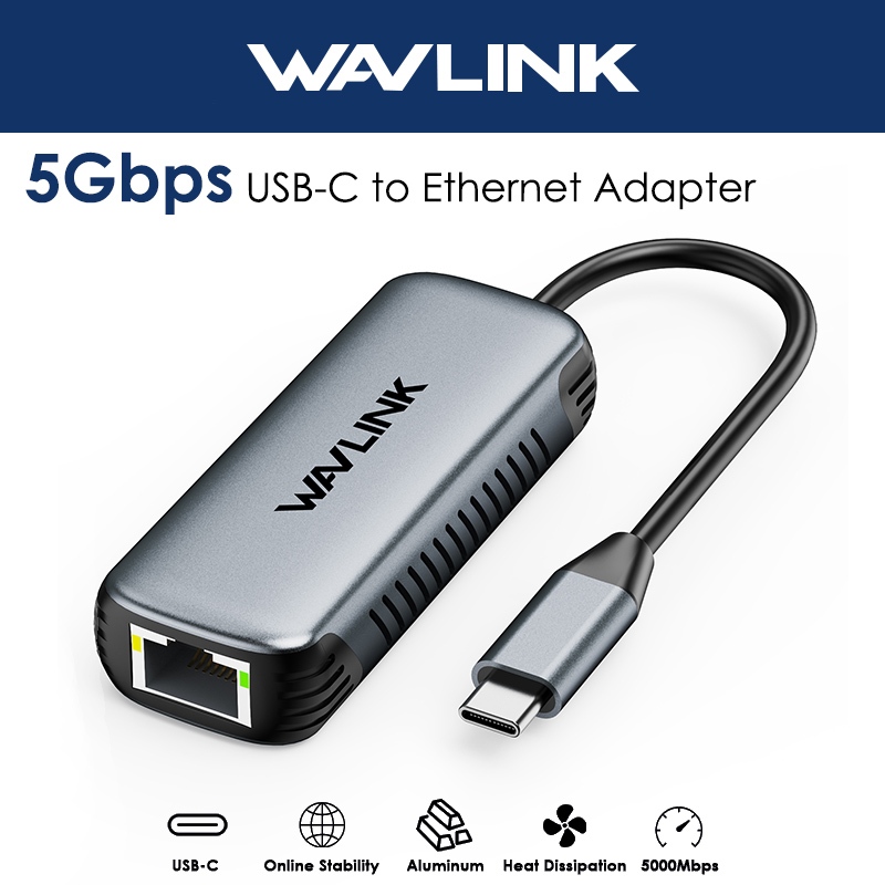 Wavlink 5Gbps USB C to Ethernet Adapter RJ45 Gigabit Ethernet Network Adapter สําหรับแล็ปท็อป