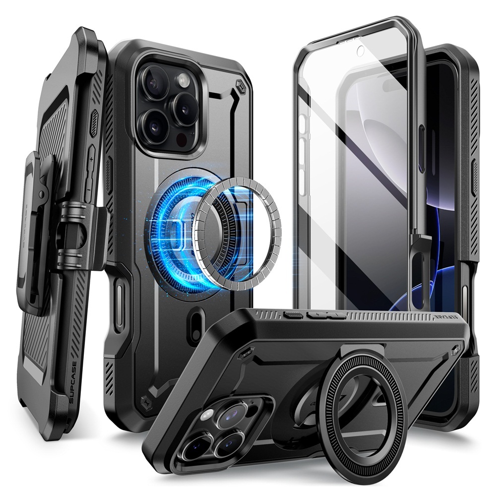 Supcase UB Pro Mag สําหรับ iPhone 16 Pro Max Case พร้อมขาตั้งรองรับ MagSafe ในตัวเข็มขัดป้องกันหน้าจอคลิปทหารเกรดฝาครอบแม่เหล็กสําหรับ iPhone 16 Pro Max 6.9 นิ้ว