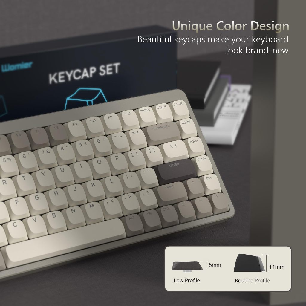 Voier Low Profile 140 คีย์สีกากี Keycaps RGB Backlit Shine ผ่าน PBT Double Shot Key Caps ชุด ราคา ถูกที่สุด ดีลบีเคเค แกลเลอรีภาพที่ 4
