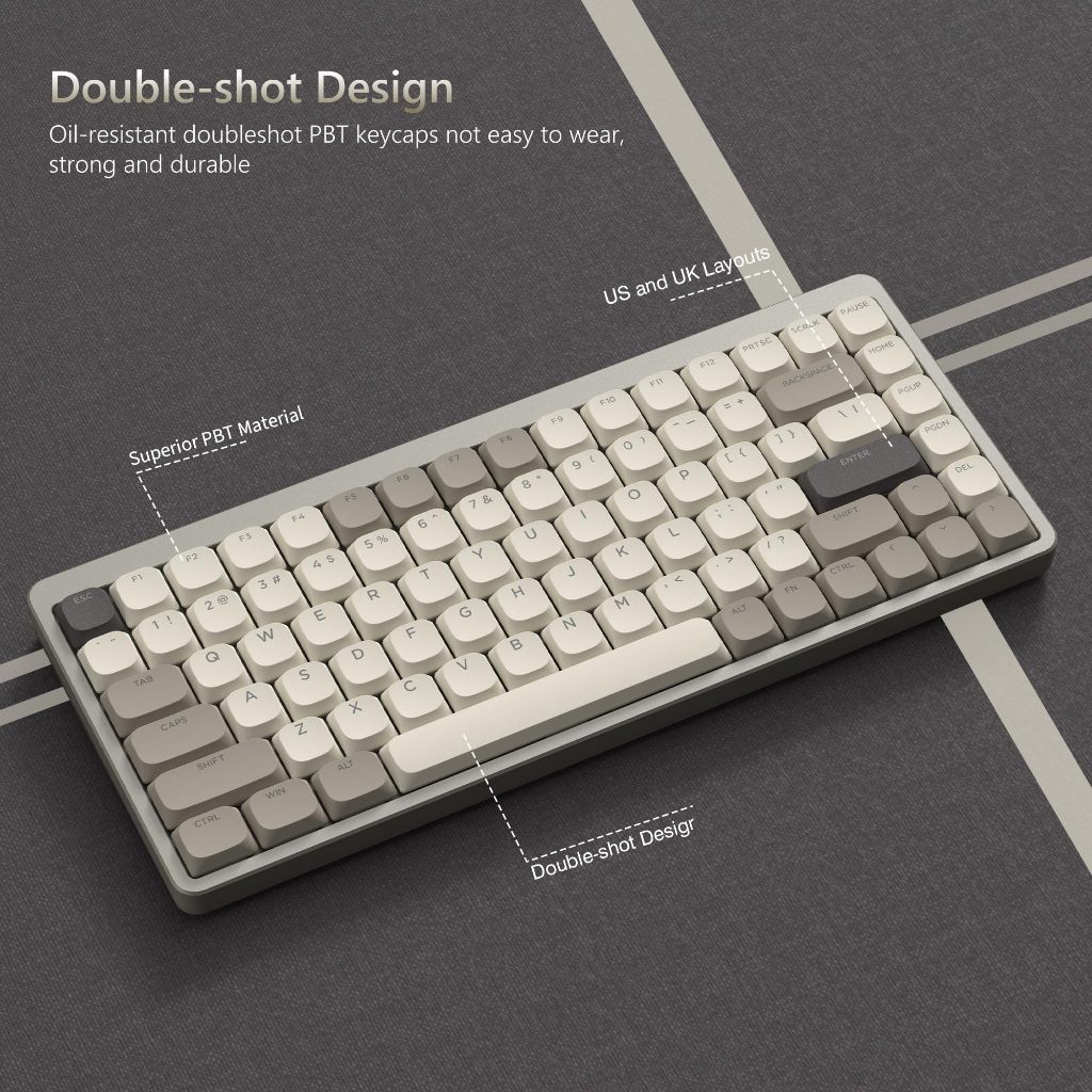 Voier Low Profile 140 คีย์สีกากี Keycaps RGB Backlit Shine ผ่าน PBT Double Shot Key Caps ชุด ราคา ถูกที่สุด ดีลบีเคเค แกลเลอรีภาพที่ 5