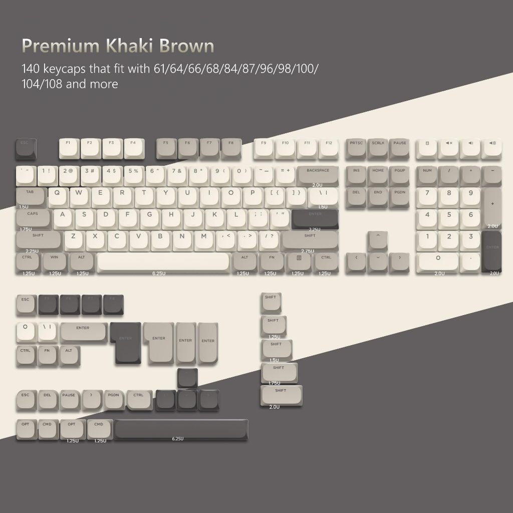 Voier Low Profile 140 คีย์สีกากี Keycaps RGB Backlit Shine ผ่าน PBT Double Shot Key Caps ชุด ราคา ถูกที่สุด ดีลบีเคเค แกลเลอรีภาพที่ 2