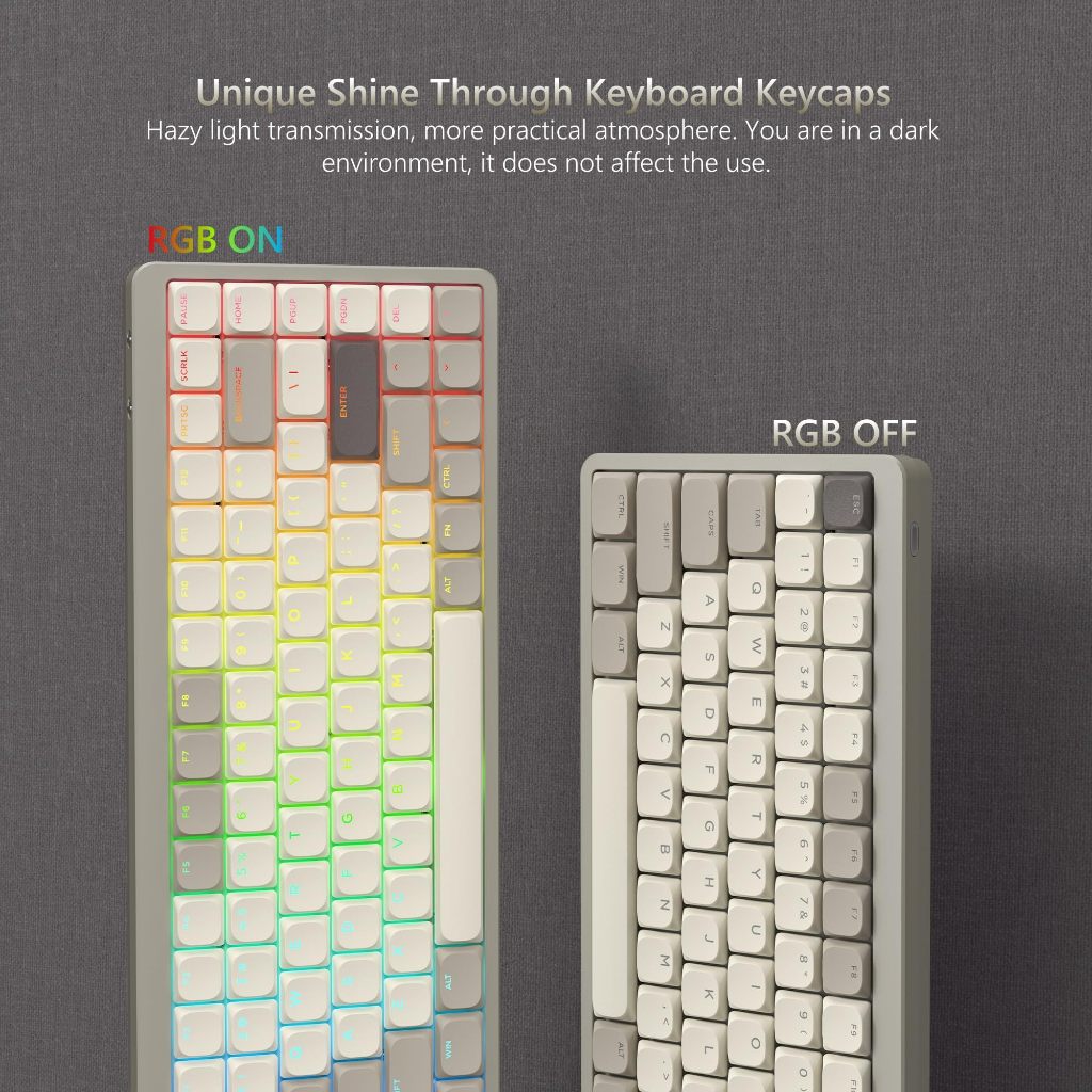 Voier Low Profile 140 คีย์สีกากี Keycaps RGB Backlit Shine ผ่าน PBT Double Shot Key Caps ชุด ราคา ถูกที่สุด ดีลบีเคเค แกลเลอรีภาพที่ 6