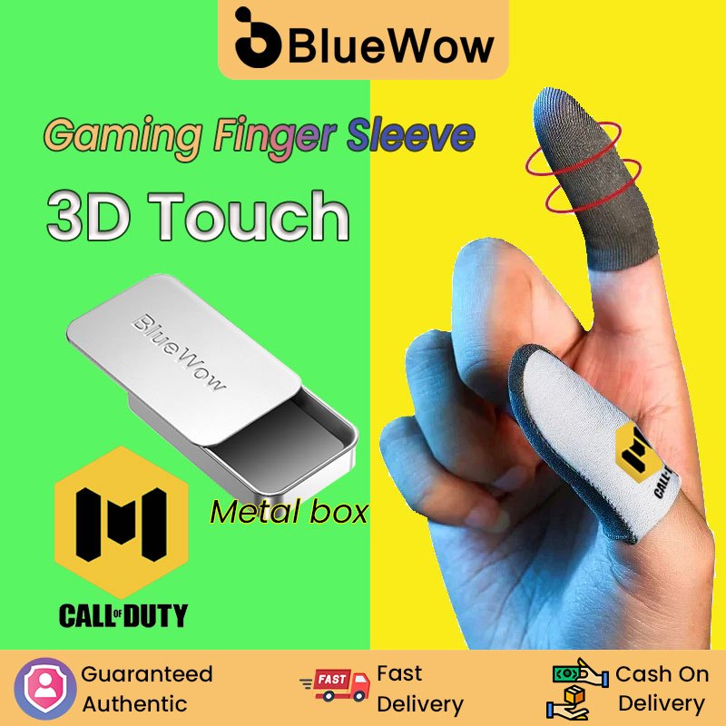 Bluewow Gaming Finger Sleeve เกมมือถือถุงมือสําหรับ PUBG Breathable Finger Sleeve ปลายนิ้ว Anti-slip Silver Fiber Gaming Cover CODM