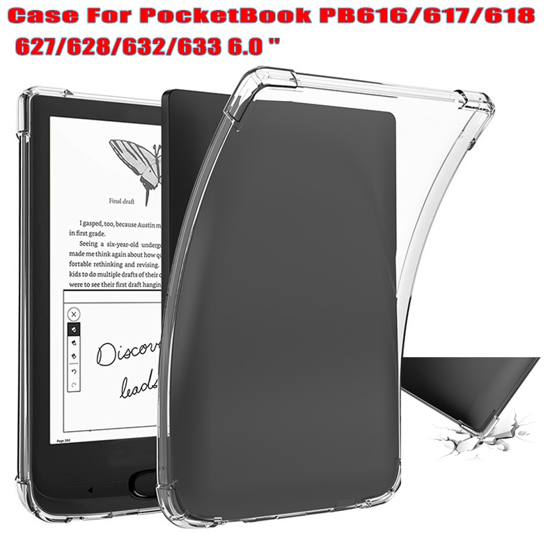 สําหรับ PocketBook PB616/617/618/627/628/632/633/Basic Lux4/6.0 นิ้ว 2024 โปร่งใส Soft TPU 4 มุม Thi