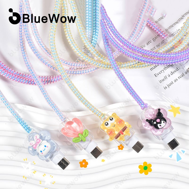 สําหรับAndroid Bluewowการ์ตูนตัวป้องกันเครื่องชาร์จ/ตัวป้องกันสายเคเบิลสายข้อมูลสายไฟสําหรับusb Type-Cสายชาร์จป้องกัน