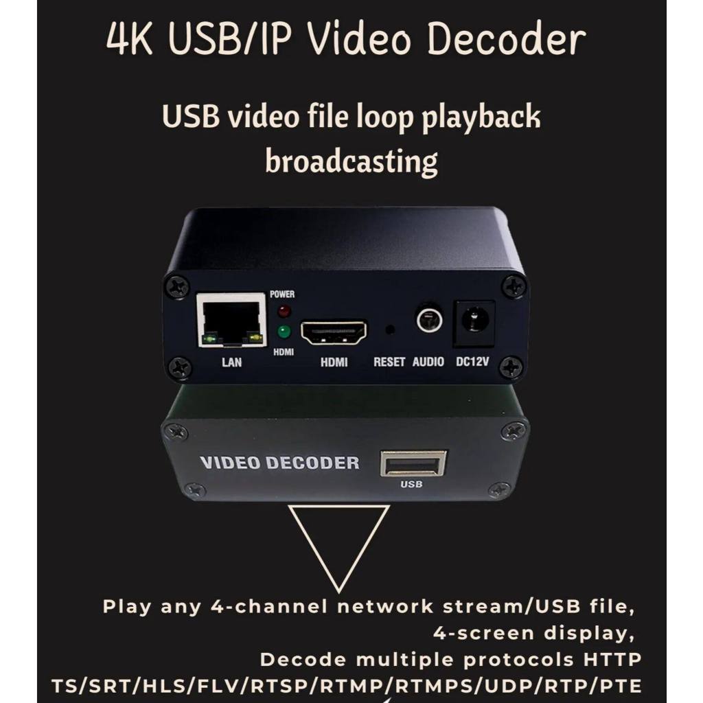 D-Tiny 4K H.265 H.264 Live Media Streaming Video HDMI HD 1080P IPTV ถอดรหัส USB RTSP HTTP TS FLV HLS
