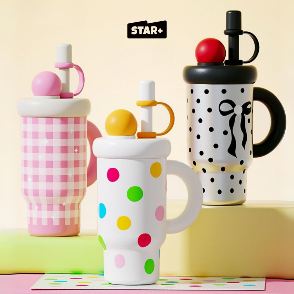 STAR+ แก้วเก็บความเย็น ขวดน้ำร้อน หลอดไฟขนาดเล็ก พร้อมที่จับ แก้ว Starplus ซับเซรามิก 730ML ถ้วยแก้ว