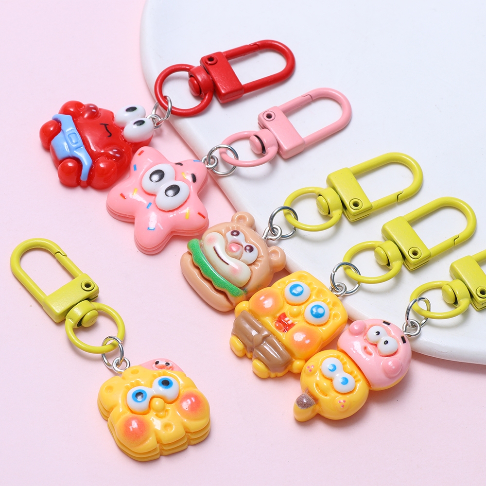 1pcs โลหะอะนิเมะการ์ตูนปลาดาว Animation พวงกุญแจแยกแหวน Keyfob Charm สําหรับพวงกุญแจกระเป๋าเป้สะพายหลังอุปกรณ์เสริมตกแต่ง