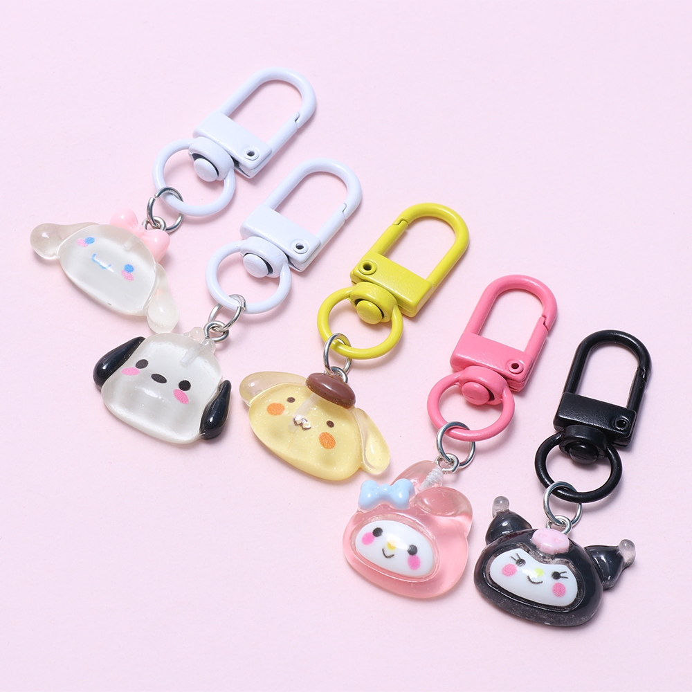 1 ชิ้นที่มีสีสันพวงกุญแจสุนัข Kuromi แยกแหวน Keyfob Charm สําหรับกระต่ายพวงกุญแจกระเป๋าเป้สะพายหลังอุปกรณ์เสริมตกแต่ง