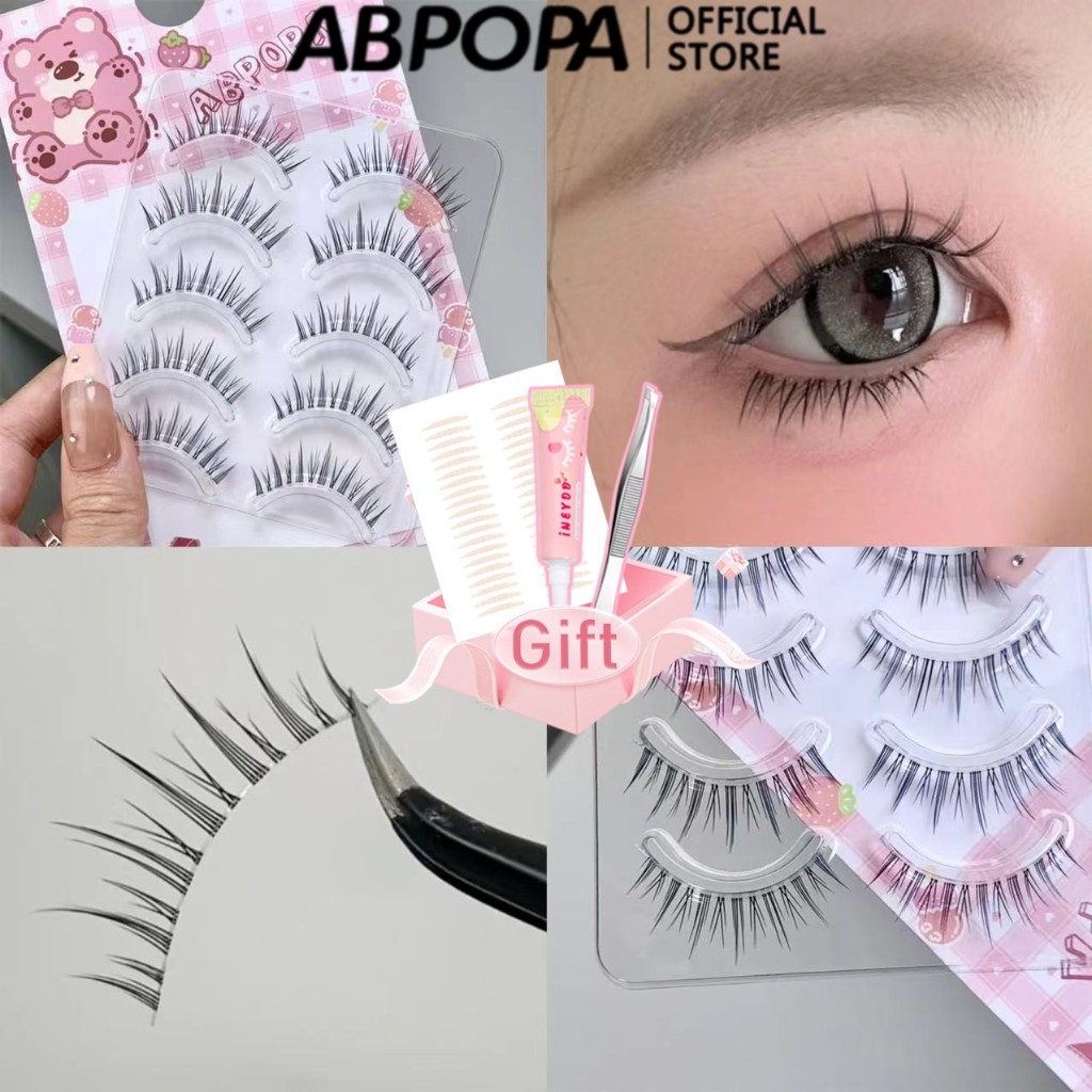 Abpopa ขนตาปลอม แบบใส บางพิเศษ ลายปีศาจน้อยธรรมชาติ พร้อมรากใส และไม่แต่งหน้า A07