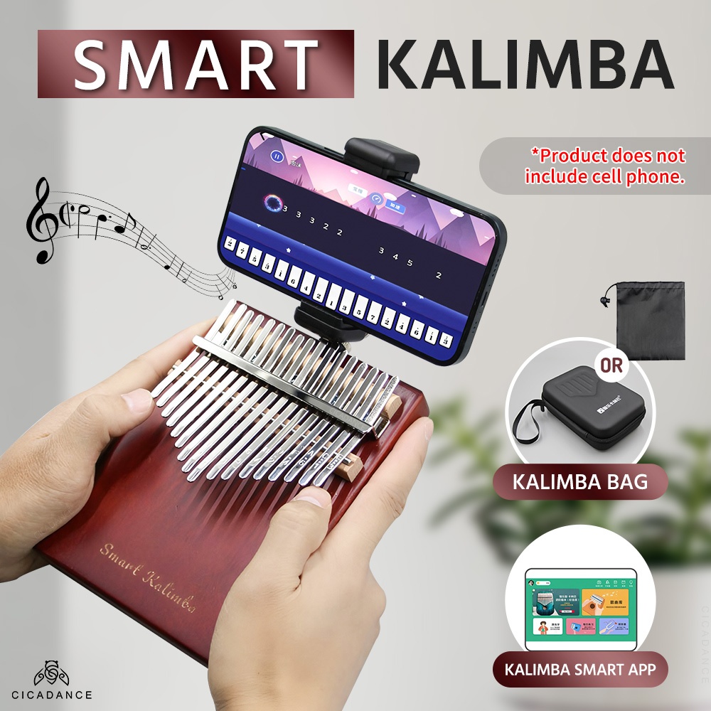 Jooleer คาลิมบาอัจฉริยะ 17 คีย์/21 คีย์  Kalimba ไม้มะฮอกกานี การเรียนรู้ด้วยตนเองผ่านแอพ เปียโนนิ้ว