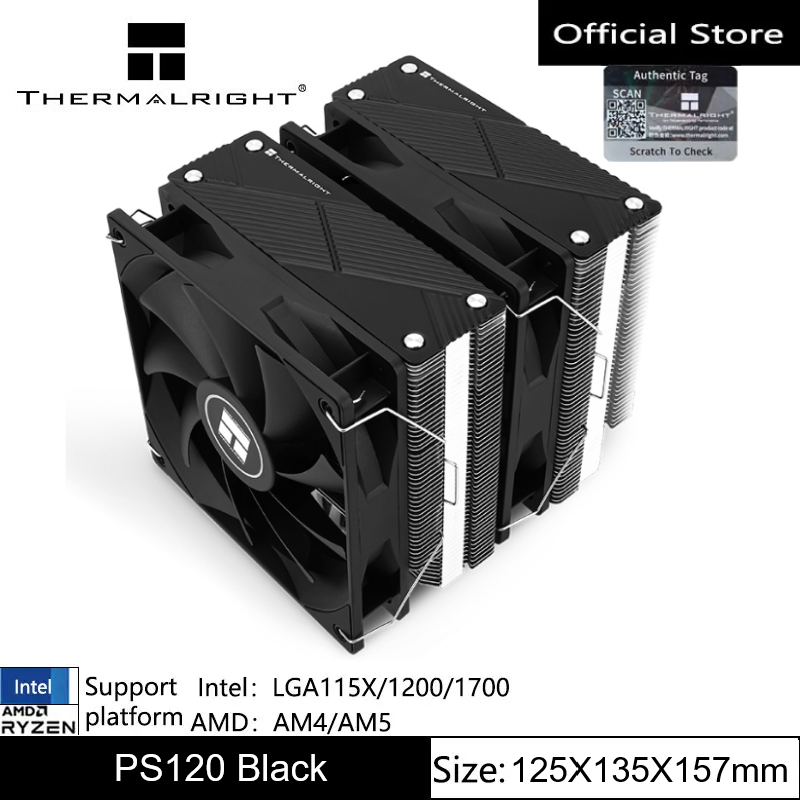 Thermalright PS120 หม้อน้ํา CPU Cooler Dual PWM พัดลม 7 ท่อความร้อน CPU Cooling พร้อมความเร็ว 1500RP