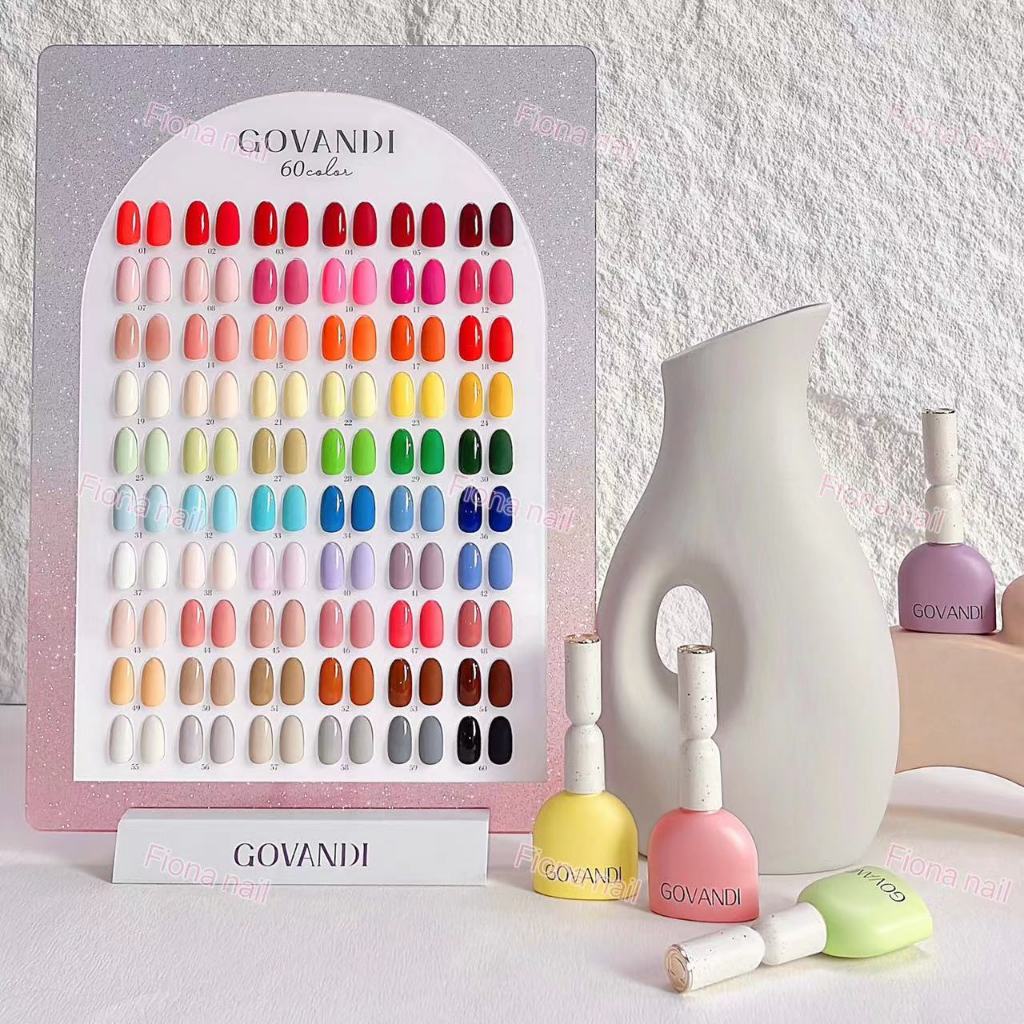 [พรีออเดอร์]  GOVANDI 60 สี ยาทาเล็บ พร้อมชาร์ตโชว์.ขวด สีเดียวกัน  สีเจล ยกเซต เซตสีเจล สีแฟลชสีเจล15ml