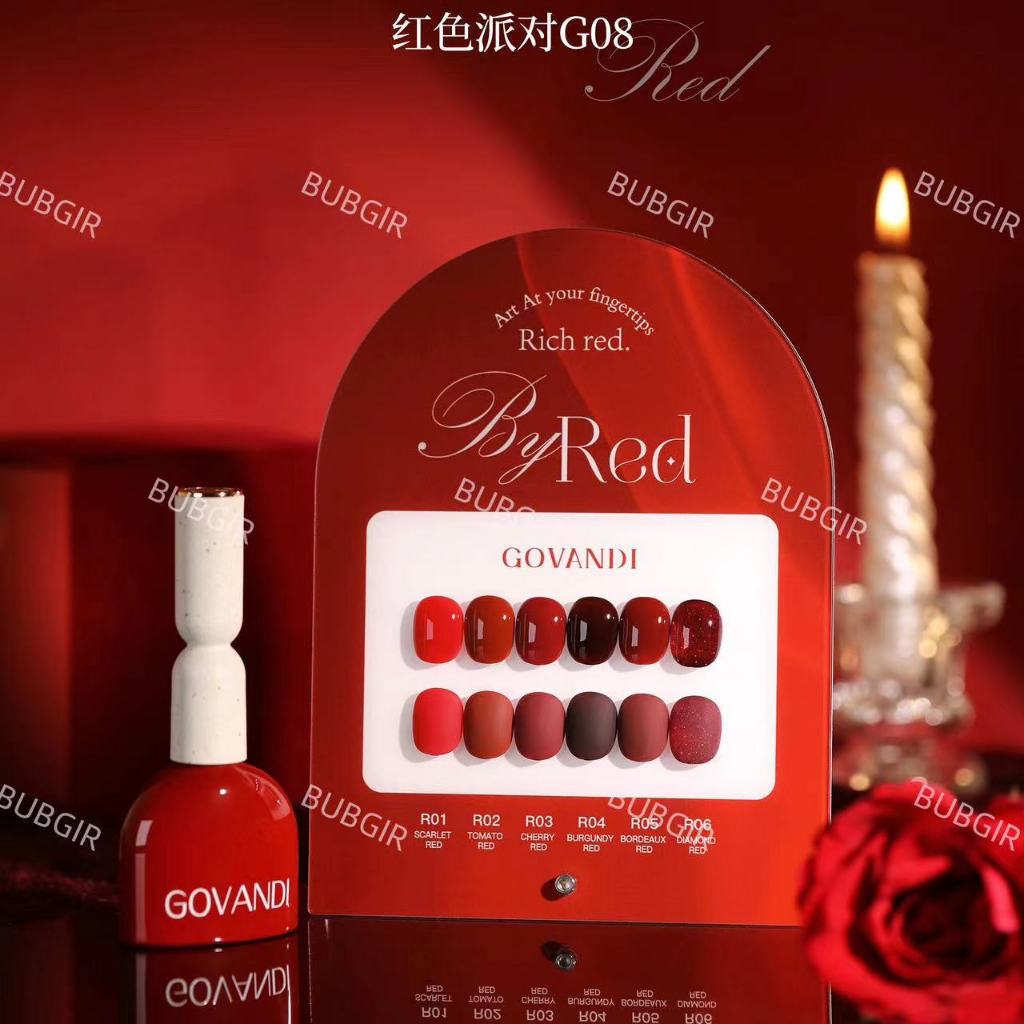 พร้อมส่ง สีเจล GOVANDI G08/G09/ G10/G011 สีเจลไซรัป  สีเจลเซ็ตสีแดง   สีแดงลูกแก้ว แถมชาร์ตสำเร็จรูป - รูปที่ 2