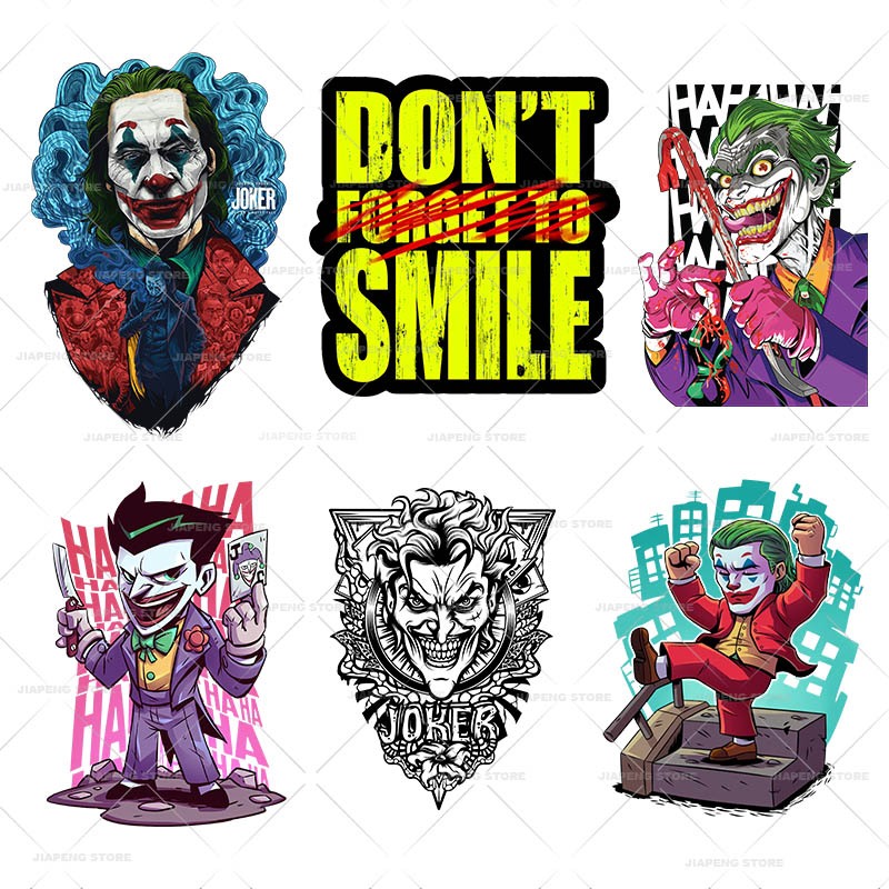 Joker Patch Iron On Transfers สําหรับเสื้อผ้า Cool Heat Thermal Transfer สติกเกอร์