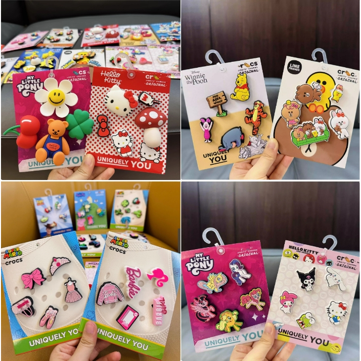 ชุด 10 ชิ้นใหม่ Crocsjibbitz Charm crocs jibbitz ชุด/อุปกรณ์เสริมแฟชั่น หัวเข็มขัดตกแต่งรองเท้า