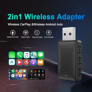 ใหม่Wireless CarPlay Android Autoอะแดปเตอร์สมาร์ทมินิกล่องPlug and Play WiFiเชื่อมต่อแบบมีสายไร้สายUSB Dongle 2 in 1 ใหม่Wireless CarPlay Android Autoอะแดปเตอร์ไร้สายสมาร์ทมินิกล่องPlug And Play WiFi 5G Bluetooth 5.0 Fast Connect