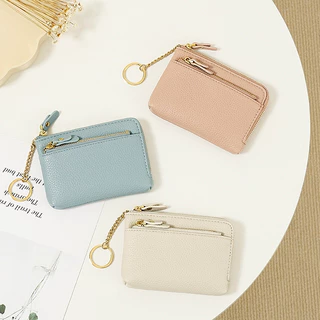 Seagloca กระเป๋าสตางค์เหรียญคีย์การ์ดหนังนุ่มเหรียญ Multi-Layer Storage Zipper กระเป๋าสตางค์สั้นสําหรับผู้หญิงไม่มี 1961