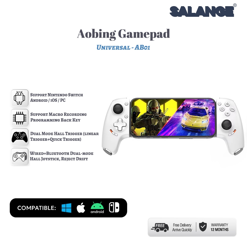 【Local Delivery】Salange Original ตัวควบคุมเกมมือถือ Gamwing Aobing Max Type-C AB01 แบบมีสายบลูทูธเกม