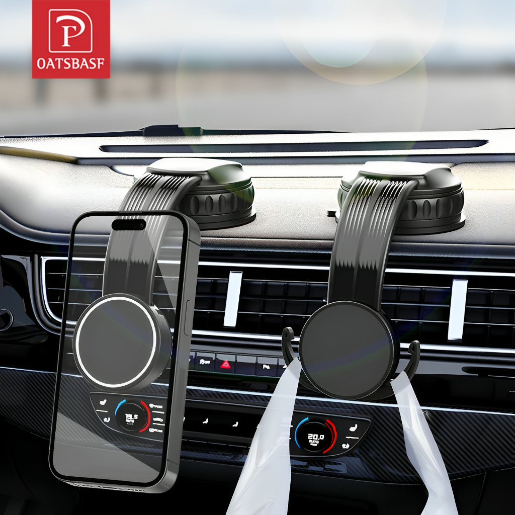 Oatsbasf ถ้วยดูดประเภท 2 in 1 Car Hook ที่วางโทรศัพท์แบบแม่เหล็ก